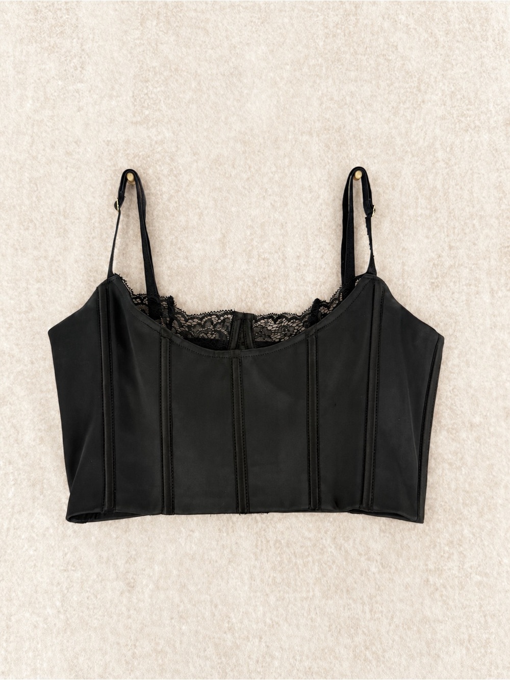 MESHKI Black Lace Corset Bustier Top Size S